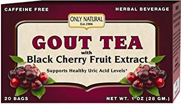 Only Natural Gout Tea - Black Cherry Fruit Extract - 20 Bags -Assist in maintaining healthy uric acid levels and over all well being, 1 OZ