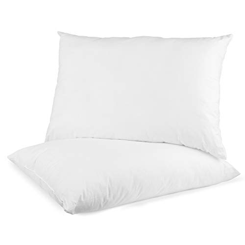 Book Cover Set of Two 100% Cotton Hotel Down-Alternative Made in USA Pillows - Three Comfort Levels! (Silver, Standard)
