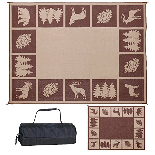 REVERSIBLE MATS 226097 6-Feet x 9-Feet Outdoor Patio RV Camping Hunter Mat (Brown/Beige)