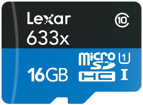 Lexar High-Performance 633x 16GB microSDHC UHS-I Card w/SD Adapter