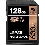 Lexar Professional 633x 128GB SDXC UHS-I Card, Up To 95MB/s Read, for Mid-Range DSLR, HD Camcorder, 3D Cameras, LSD128GCB1NL633 (Product Label May Vary)