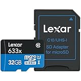 Lexar High-Performance 633x 32GB MicroSDHC UHS-I Card with SD Adapter (LSDMI32GBBNL633A)