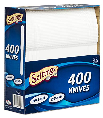[400 Count] Settings Plastic White Knives, Practical Disposable Cutlery, Great For Home, Office, School, Party, Picnics, Restaurant, Take-out Fast Food, Outdoor Events, Or Every Day Use, 1 Box