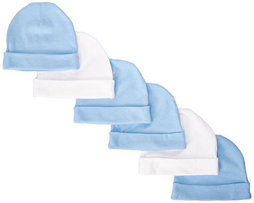 Gerber Baby-Boys Newborn Solid Cap Bundle, Blue, 0-6 Months (Pack of 6)