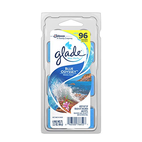Book Cover Glade Wax Melts Air Freshener, Scented Candles with Essential Oils for Home and Bathroom, Blue Odyssey, 6 Count