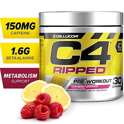 CELLUCOR C4 Ripped Pre Workout Powder (Gen 4), Raspberry Lemonade, 30 Servings - Preworkout for Men & Women with Green Coffee Bean Extract & L Carnitine