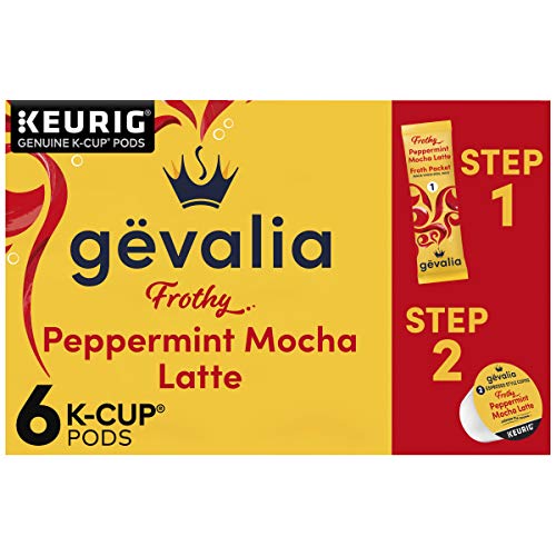 Gevalia Frothy 2-Step Peppermint Mocha Latte Espresso K‐Cup® Coffee Pods & Froth Packets (6 ct Box)