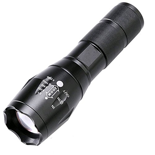 BESTSUN 3000 Lumens Zoomable Super Bright LED Flashlight Torch Zoom Lamp Light - 5 Mode Adjustable Brightness Waterproof Torch Lighting for Hiking, Camping & Outdoor Activity (Black)