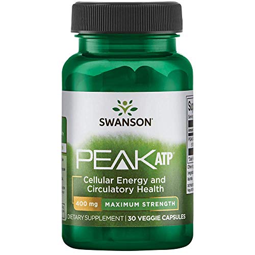 Swanson Maximum Strength Peak ATP-Natural Supplement Promoting Cellular Energy Support-Supports Physical Performance and Promotes Healthy Blood Flow Support-(30 Veggie Capsules, 400mg Each) 1 Pack