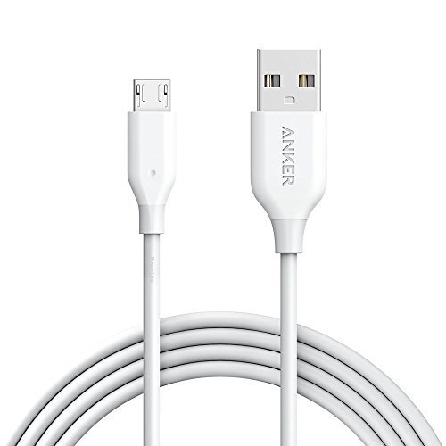 Book Cover Anker Powerline Micro USB - Charging Cable, with Aramid Fiber and 5000+ Bend Lifespan for Samsung, Nexus, LG, Motorola, Android Smartphones and More (White, 6ft)