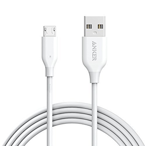 Anker Powerline Micro USB - Charging Cable, with Aramid Fiber and 5000+ Bend Lifespan for Samsung, Nexus, LG, Motorola, Android Smartphones and More (White, 6ft)