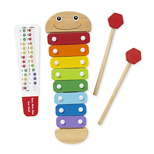 Book Cover Melissa & Doug Caterpillar Xylophone, Musical Instruments, Rainbow-Colored, One Octave of Notes, Self-Storing Wooden Mallets, 18