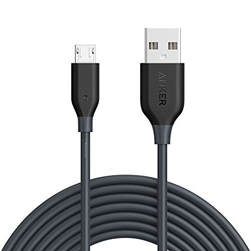 Anker Powerline Micro USB (10ft) - Charging Cable, with Aramid Fiber and 5000+ Bend Lifespan for Samsung, Nexus, LG, Motorola, Android Smartphones and More (Gray)