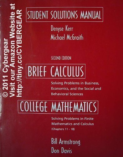 BRIEF CALCULUS WITH APPLICATIONS by Armstrong Bill Davis Don (2003-01-09) Paperback