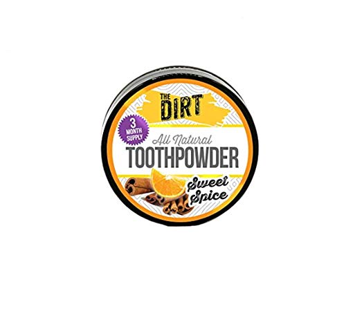 The Dirt Gluten & Fluoride Free Tooth Powder with Essential Oils | No Added Sweeteners or Artificial Flavors - Available in 3 Flavors - Sweet Spice, 3 Month Supply