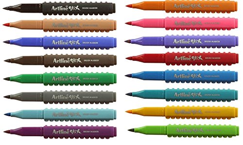 Pinceau Brosse Stylo Artline Stix Lot de 16 couleurs assorties Stylos Connexion