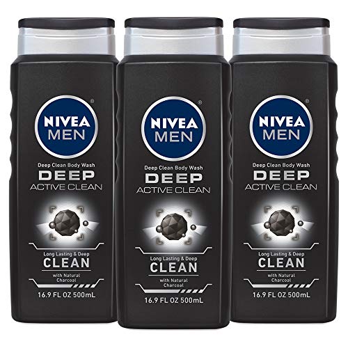 Book Cover NIVEA Men Active Clean Body Wash, Natural Charcoal, 16.9 Fluid Ounce (Pack of 3)