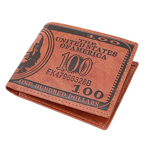 HENGSONG Men US Dollar Bill Wallet PU Leather Credit Card Photo Holder Bifold Billfold (?Dark Brown)