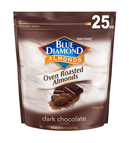 Book Cover Blue Diamond Almonds Oven Roasted Dark Chocolate Flavored Snack Nuts, 25 Oz Resealable Bag (Pack of 1)