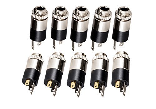 Lsgoodcare 3.5MM Female Plating Stereo Jack Panel Mount Connector Terminals with Locking Nuts-3.5MM Headphone Audio Jack, Pack of 10