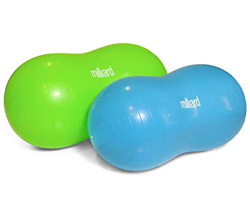 Milliard Peanut Ball Variety Pack - Approximate Sizes: Green 39x20 inch (100x50cm) and Blue 31x15 inch (80x40cm) Physio Roll