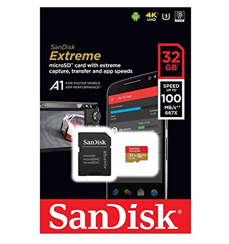 SanDisk Extreme 32 GB microSDHC Class 10 Memory Card up to 90 Mbps with U3 Ratings