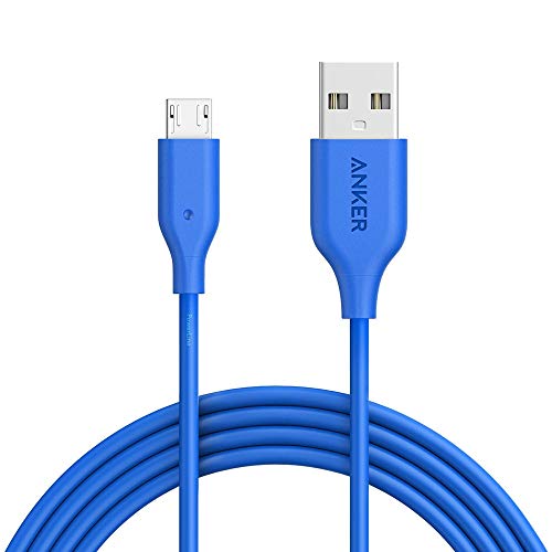 Book Cover Anker PowerLine Micro USB (6ft) - Durable Charging Cable, with Aramid Fiber and 5000+ Bend Lifespan for Samsung, Nexus, LG, Motorola, Android Smartphones and More (Blue)