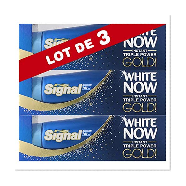 Signal White Now Dentifrice Gold, Pour une Blancheur Instantanée Ultime, Format Nomade qui se Glisse Facilement Dans le Sac (Lot de 3x50ml)