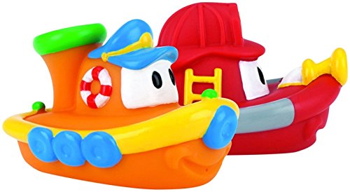 Book Cover Nuby 2-Pack Tub Tugs Floating Boat Bath Toys, Colors May Vary