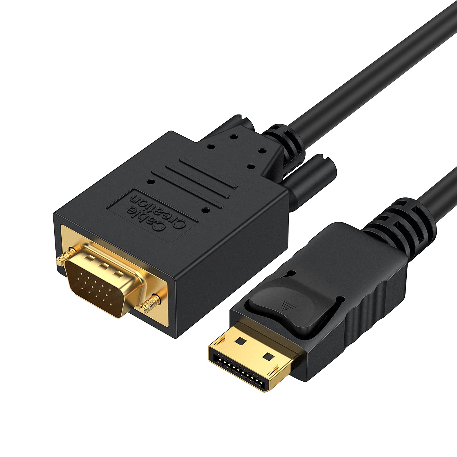 Book Cover CableCreation Displayport to VGA Cable 6FT, Displayport to VGA Adapter Gold Plated 1080P@60Hz, Standard DP Male to VGA Male Cable, Compatible with Laptop, PC, TV, Projector, Black 6FT-1PACK ABS