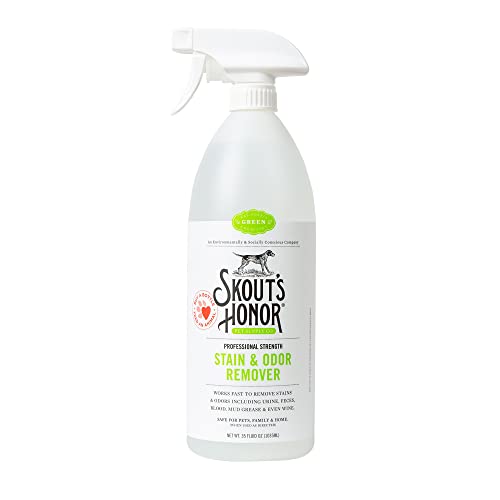 Skout’s Honor: Professional Strength Stain and Odor Remover - Deodorize and Clean Pet Stains, Dog Crates, Carpets, Furniture and Other Water-Safe Surfaces - Laundry Safe - 35 oz. Trigger Spray Bottle
