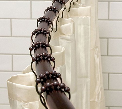 12 Heavy Duty Rollerball Oil Rubbed Bronze Shower Curtain Rings Hooks