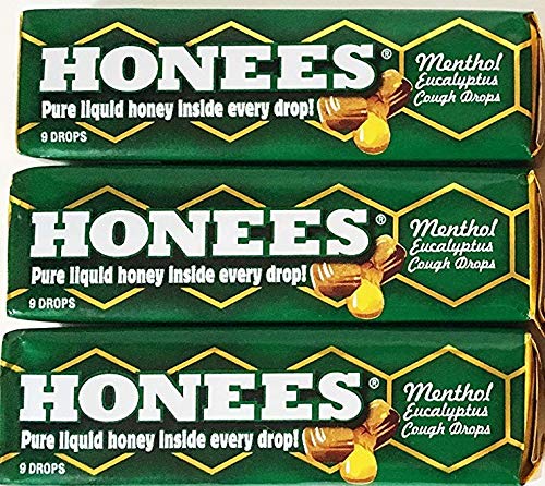 Honees - Liquid Honey Menthol Euclayptus Drops - 9 Lozenges (pack of 3)