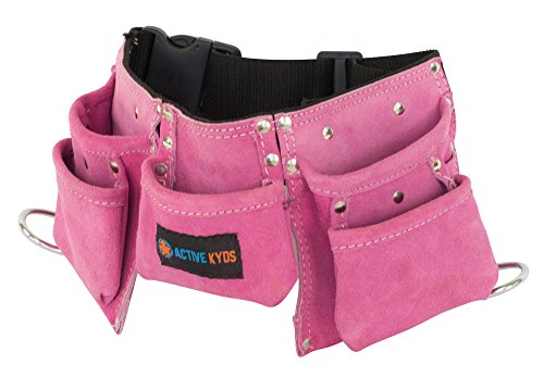 Active Kyds Leather Kids Tool Belt / Child's Tool Pouch for Costumes Dress Up Role Play (Pink)