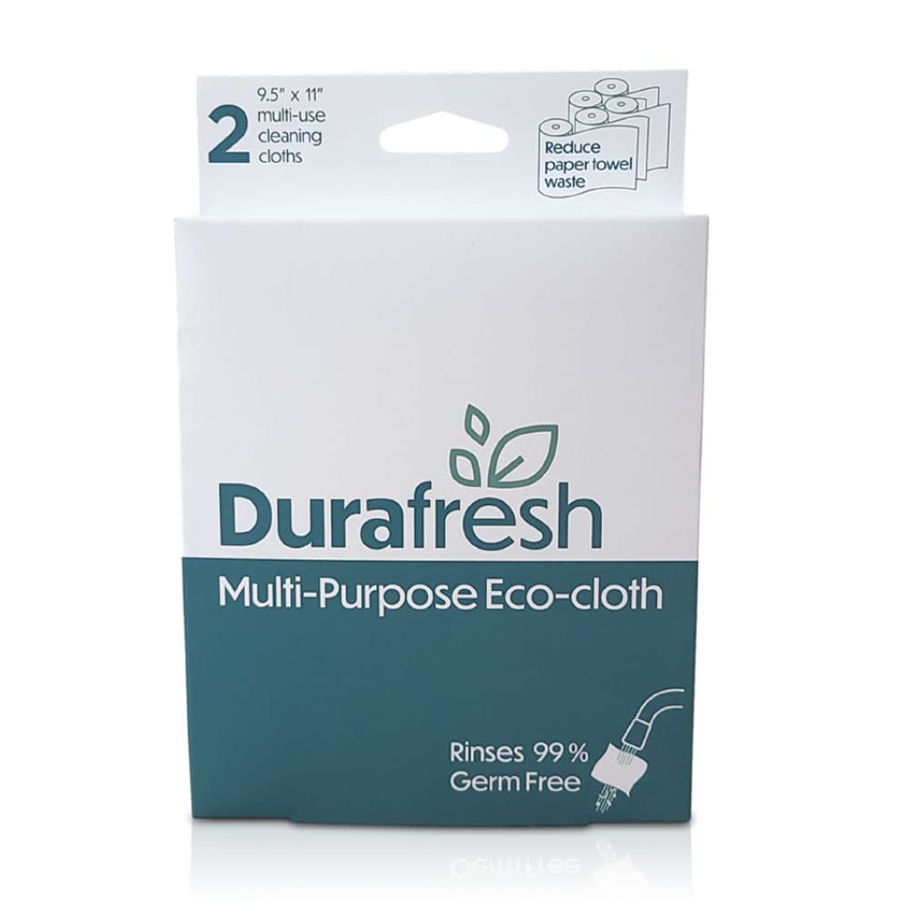 Durafresh Wood Fiber Cloth, Multipurpose Cleaning Eco Cloth, Constructed so Food and Odor-Causing Particles can be Rinsed Away (2-Count) 2 Count White