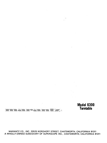 Marantz 6300 Turntable Owners Manual