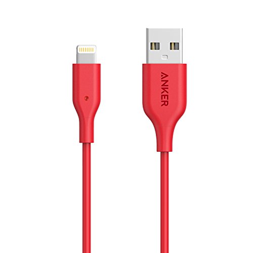 Anker Powerline Lightning Cable (3ft), MFi Certified High-Speed Charging Cord Durable for iPhone Xs/XS Max/XR/X / 8/8 Plus / 7/7 Plus, and More (Red)