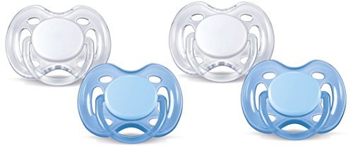 Book Cover Philips AVENT Freeflow Pacifier BPA, Free Blue / White, 0-6 Months (Pack of 4)