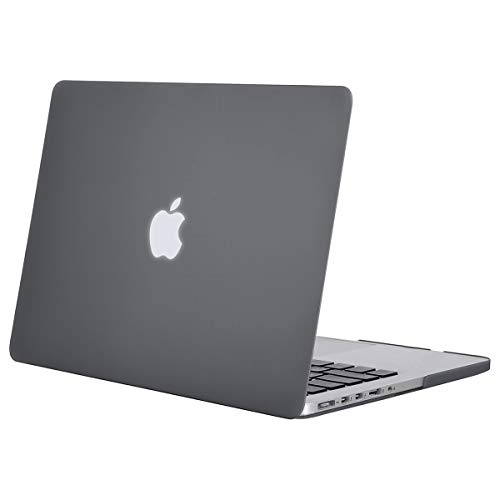 Book Cover MOSISO Plastic Hard Shell Case Cover Only Compatible with Older Version MacBook Pro Retina 13 Inch (Models: A1502 & A1425) (Release 2015 - end 2012), Gray