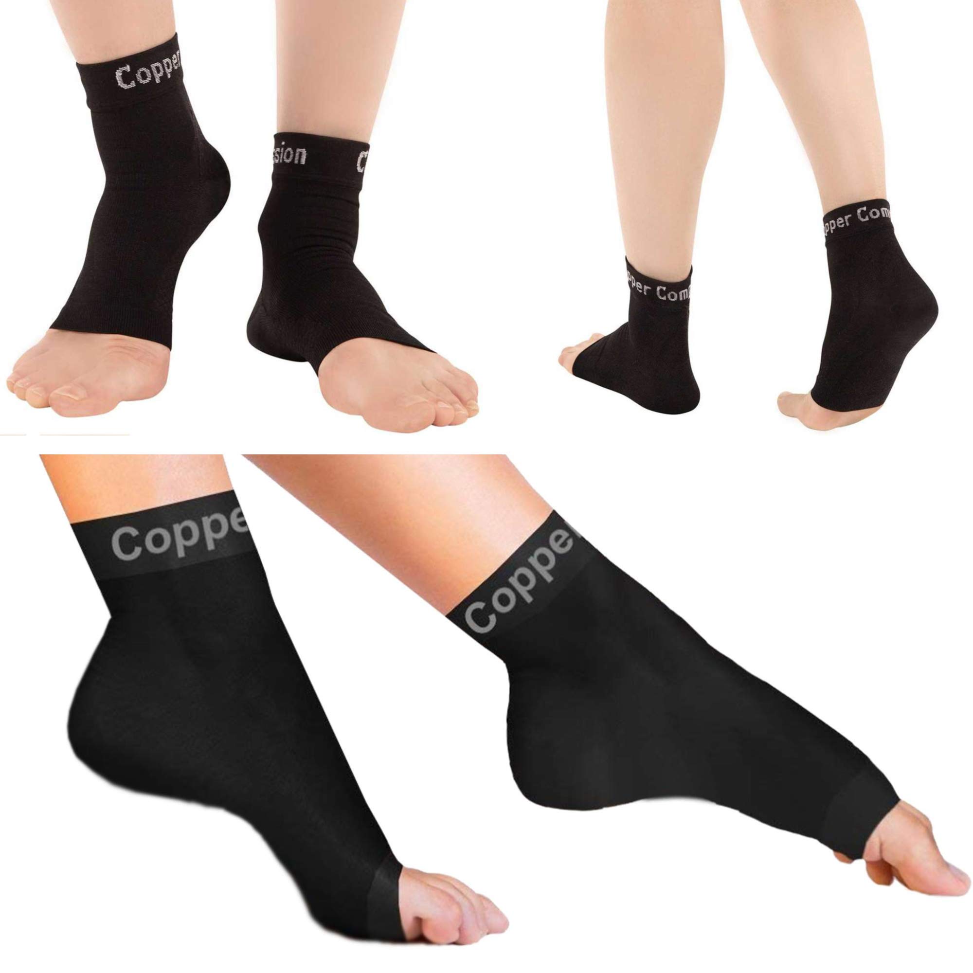 Copper Compression Recovery Foot Sleeves / Plantar Fasciitis Support Socks - Speed Up Recovery & Provide Relief Of Heel Spurs, Arch Pain, Foot Swelling & Ankle Injuries 1 Pair (Large) Large (1 Pair)