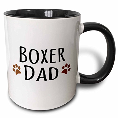 3dRose Boxer Dog Dad Mug, 11 oz, Black