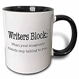 3dRose Writers Block When Your Imaginary Friends Stop Talking to You Mug, 11 oz, Black