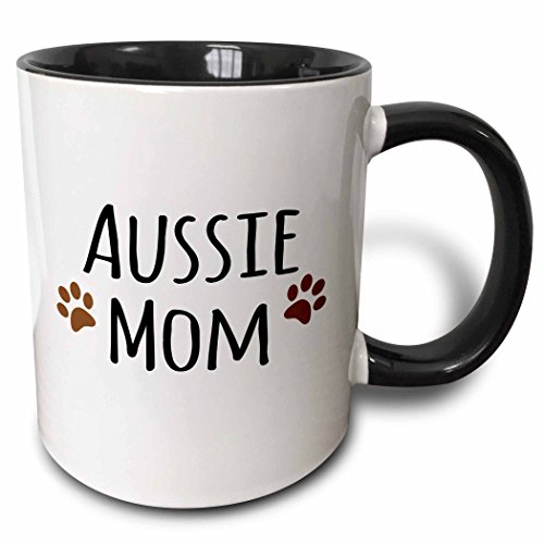 3dRose Aussie Dog Mom Mug, 11 oz, Black