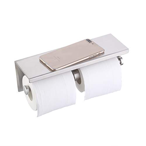 KES Dual Toilet Paper Holder RUSTPROOF Stainless Steel Bathroom Double Tissue Paper Towel Roll Holder Hanger Wall Mount Brushed Finish, BPH201S2-2