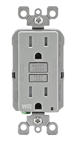 Leviton GFWT1-GY Self-Test SmartlockPro Slim GFCI Weather-Resistant and Tamper-Resistant Receptacle with LED Indicator, 15 Amp, Grey