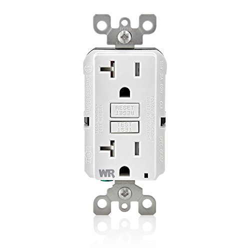 Leviton GFWT2-W Self-Test SmartlockPro Slim GFCI Weather-Resistant and Tamper-Resistant Receptacle with LED Indicator, 20 Amp, White