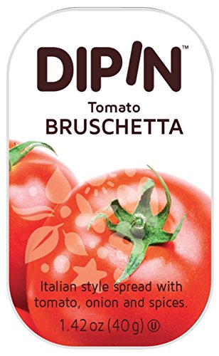 Sheffa Dipin Tomato Bruschetta Dip, 1.42 Oz (12 Pack) Long Shelf Life Italian Style Bruschetta Spread with Tomatoes Onions & Spices