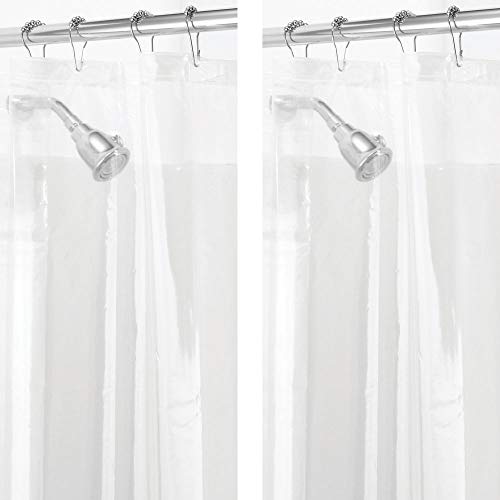 Book Cover mDesign - 2 Pack - Waterproof, Mold/Mildew Resistant, Heavy Duty PEVA Curtain Liner for Bathroom Showers and Bathtubs, 72 x 72 Clear