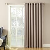 Sun Zero Barrow Extra-Wide Energy Efficient Sliding Patio Door Curtain Panel with Pull Wand, 100" x 84", Stone