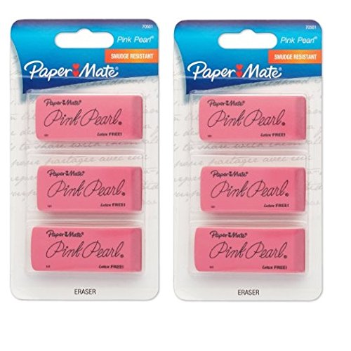Book Cover Paper Mate Pink Pearl Premium Erasers, 3 Pack, Large (70501), 2 Pack